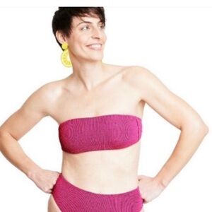 Tabitha Brown X Target Two-Tone Pucker Bandeau Bikini Top SMALL  NWOT